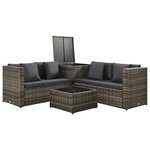 vidaXL Salon de jardin 4 Pièces avec coussins résine tressée gris