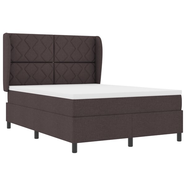 vidaXL Lit avec Matelas à ressorts - Marron Foncé  160x200 cm  Tissu