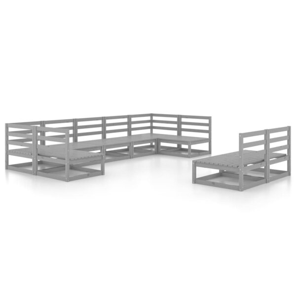 vidaXL Salon de jardin 9 Pièces bois de pin massif