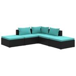 vidaXL Salon de jardin 5 Pièces avec coussins Résine tressée Noir