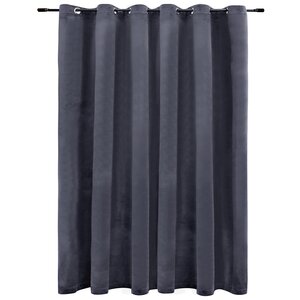 vidaXL Rideau occultant et anneaux métal Velours Anthracite 290x245 cm
