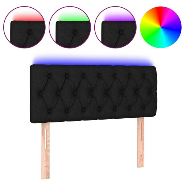 vidaXL Tête de lit à LED Noir 90x7x78/88 cm Tissu