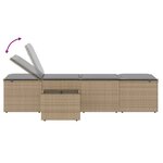 vidaXL Chaises longues lot de 2 avec table beige résine tressée