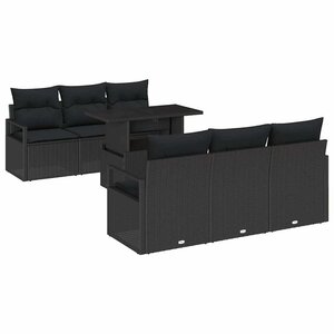vidaXL Ensemble de canapé de jardin 7 Pièces Noir 100 x 55 x 73 cm