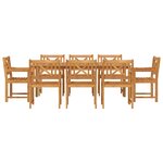 vidaXL Ensemble de salle à manger pour jardin 9 Pièces Marron