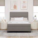 vidaXL Lit à ressorts avec matelas avec LED Taupe 140 x 190 cm tissu