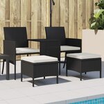 vidaXL Canapé de jardin table à thé et tabourets Résine tressée Noir