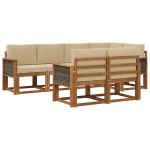 vidaXL Ensemble de canapés d'extérieur 7 Pièces Naturel et Beige