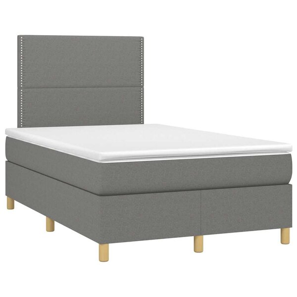 vidaXL Sommier à lattes de lit avec matelas gris foncé 120x190cm tissu