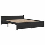 vidaXL Cadre de lit sans matelas noir bois massif 135x190 cm