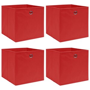 vidaXL Boîtes de rangement 4 Pièces Rouge 32x32x32 cm Tissu