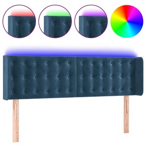 vidaXL Tête de lit à LED Bleu foncé 147x16x78/88 cm Velours