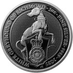 Pièce de monnaie en Argent 5 Pounds g 62.2 (2 oz) Millésime 2021 Queen Beasts Antique Finish WHITE GREYHOUND OF RICHMOND