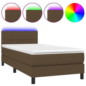 vidaXL Sommier à lattes de lit et matelas et LED Marron foncé 90x200cm