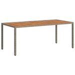 vidaXL Table de jardin 190x90x75 cm Résine tressée/bois d'acacia Gris