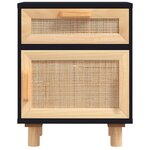 vidaXL Tables de chevet 2 Pièces Noir Bois de pin massif et rotin naturel