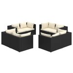 vidaXL Salon de jardin 8 Pièces avec coussins Résine tressée Noir