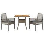 vidaXL Ensemble de salle à manger pour jardin 3 Pièces Gris Poly rotin