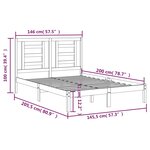 Vidaxl cadre de lit gris bois de pin massif 140x200 cm