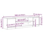 vidaXL Meuble TV chêne noir 188 5x41x50 cm bois d'ingénierie