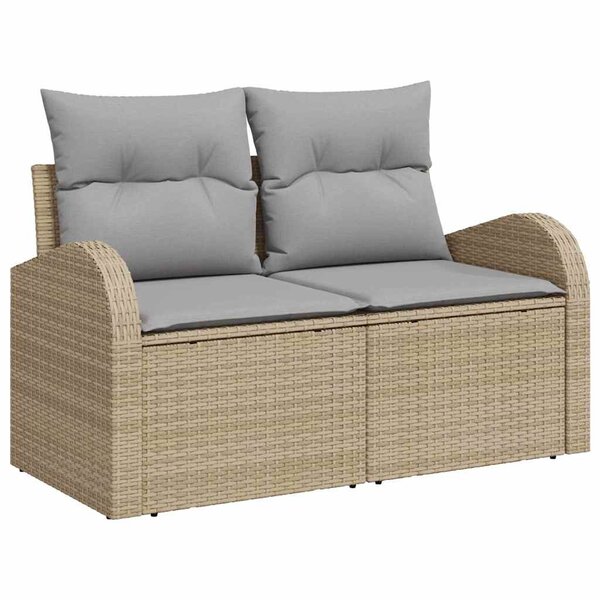 vidaXL Ensemble de canapé de jardin 6 Pièces Beige et gris polyrotin