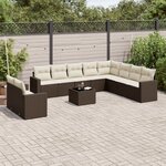 vidaXL Salon de jardin et coussins 11 Pièces marron résine tressée