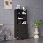 vidaXL Buffet haut Noir Bois d'ingénierie