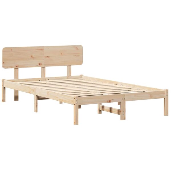 vidaXL Cadre de lit avec tête de lit Naturel 120 x 190 cm Pin massif