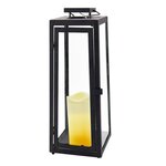 Lanterne solaire effet bougie tower light xl noir acier h40cm