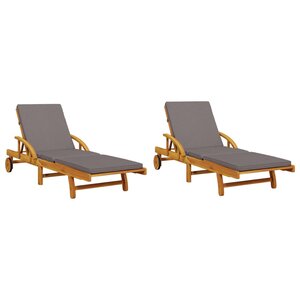 vidaXL Chaises longues lot de 2 avec coussins 200x68x83 cm bois acacia