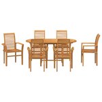 vidaXL Ensemble de salle à manger pour jardin 7 Pièces Marron Teck massif