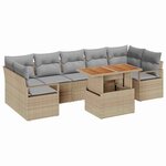 vidaXL Ensemble de canapé de jardin 8 Pièces Beige Poly rotin
