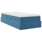 vidaXL Lit avec rangement et matelas Bleu foncé 100 x 200 cm Velours
