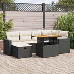 vidaXL Salon de jardin avec coussins 8 Pièces noir résine tressée acacia