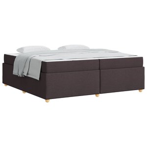 vidaXL Cadre de lit avec matelas Marron foncé 200 x 200 cm tissu