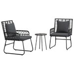 vidaXL Ensemble de salle à manger pour jardin 3 Pièces Noir et anthracite