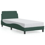 vidaXL Cadre de lit avec tête de lit Vert foncé 90x190 cm Velours