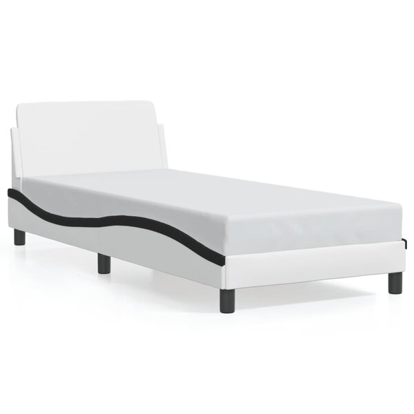vidaXL Cadre de lit sans matelas blanc et noir 90x200 cm similicuir