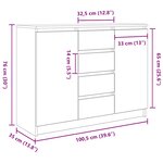 vidaXL Buffet avec tiroirs gris béton 100 5x35x76 cm bois d'ingénierie