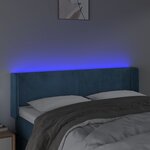 vidaXL Tête de lit à LED Bleu foncé 147x16x78/88 cm Velours