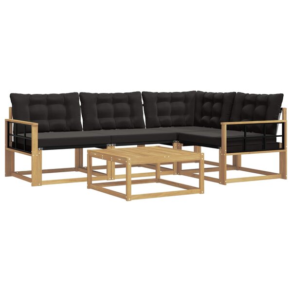 vidaXL Ensemble de canapés d'extérieur 5 Pièces Blanc et noir