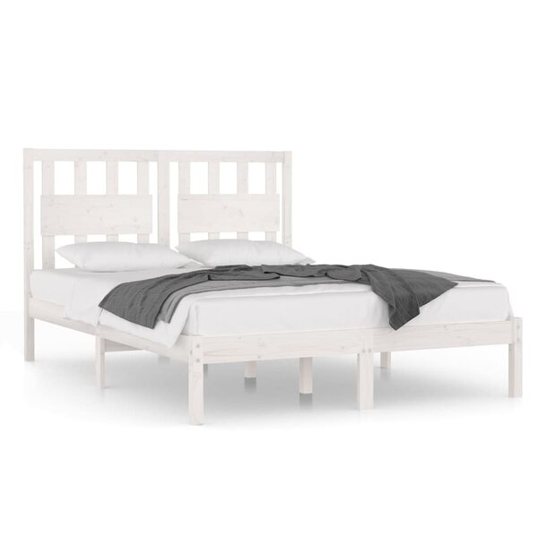 vidaXL Cadre de lit Blanc Bois de pin massif 180x200 cm Super King