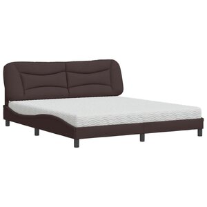 vidaXL Lit avec matelas Hvar marron foncé 180x200 cm tissu