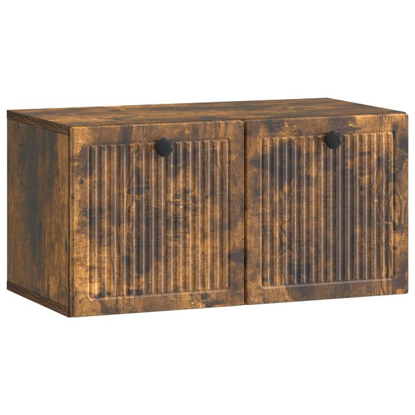 vidaXL Meuble TV mural Chêne fumé 59 5 x 31 x 30 cm Bois d'ingénierie