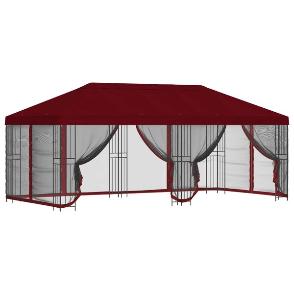vidaXL Gazebo avec murs latéraux 6 x 3 m Bordeaux Polyester et Acier