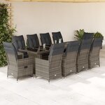 vidaXL Ensemble de bistro de jardin 11 Pièces coussins gris poly rotin