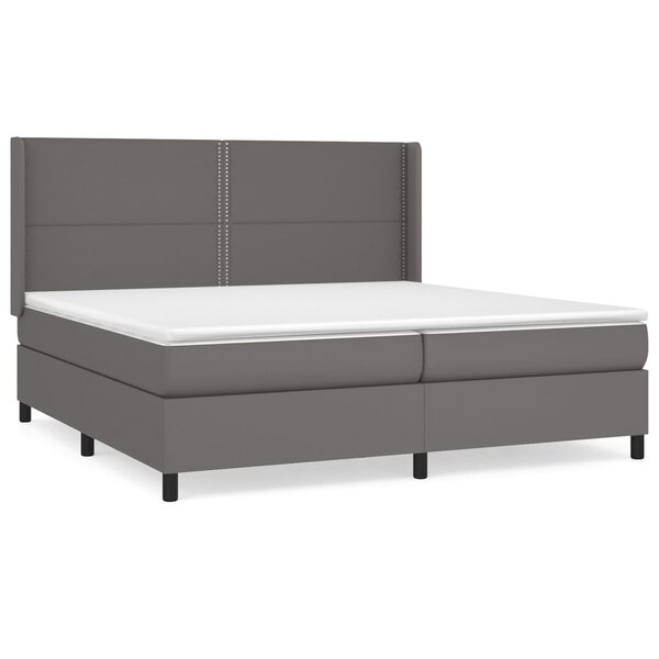 vidaXL Sommier à lattes de lit avec matelas Gris 200x200 cm Similicuir