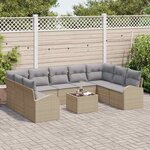 vidaXL Ensemble de canapé de jardin 10 Pièces Beige Poly rotin