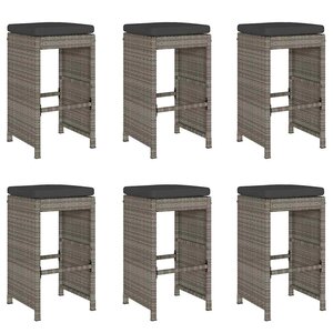 vidaXL Tabourets de bar de jardin et coussins lot de 6 résine tressée