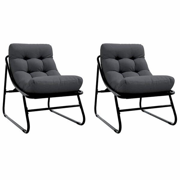 vidaXL Mobilier de jardin avec coussin 2 Pièces Noir 60 x 80 x 71cm Métal